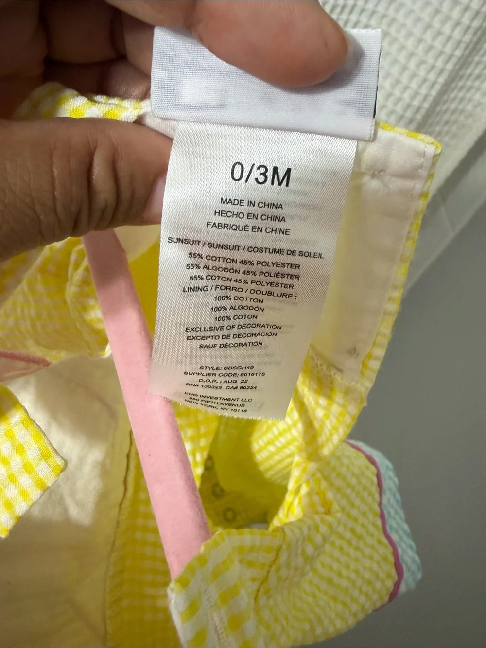 Yellow Gingham Baby Girl Romper